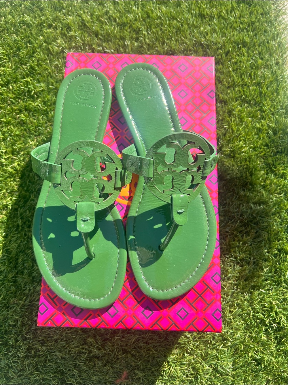 Tory Burch Arugula Green Miller Naplak Thong Sandals